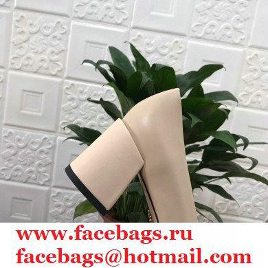 Dolce  &  Gabbana Block Heel 6.5cm Leather Sicily Pumps Beige 2021